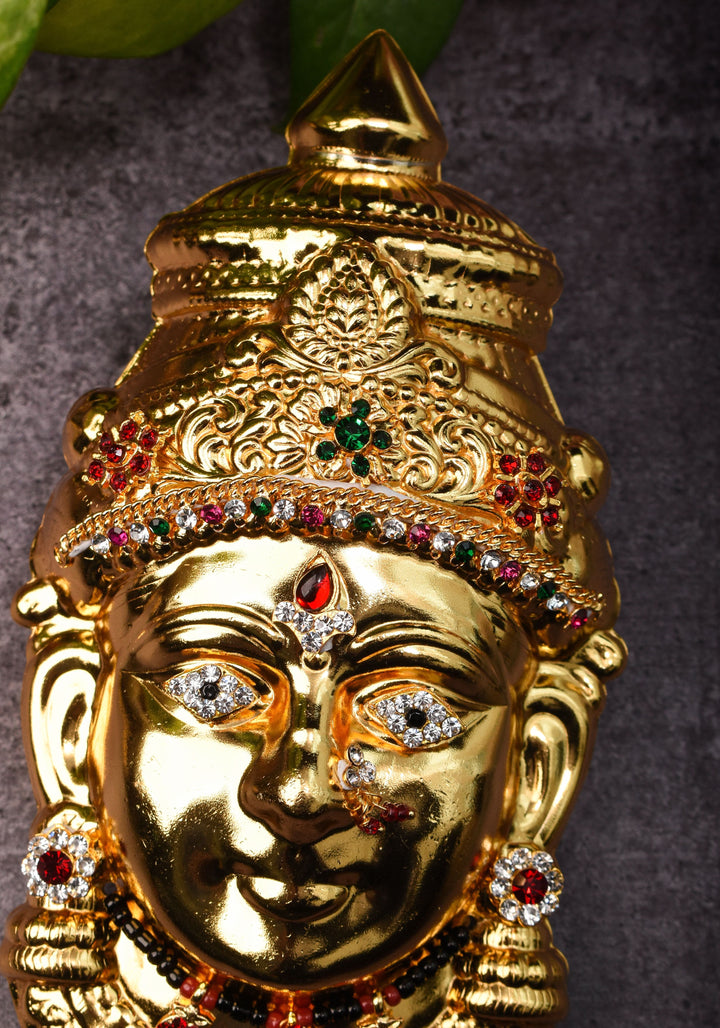 7" Gold Tone Varalakshmi face for Pooja with Mangalsutra and light Jewelry