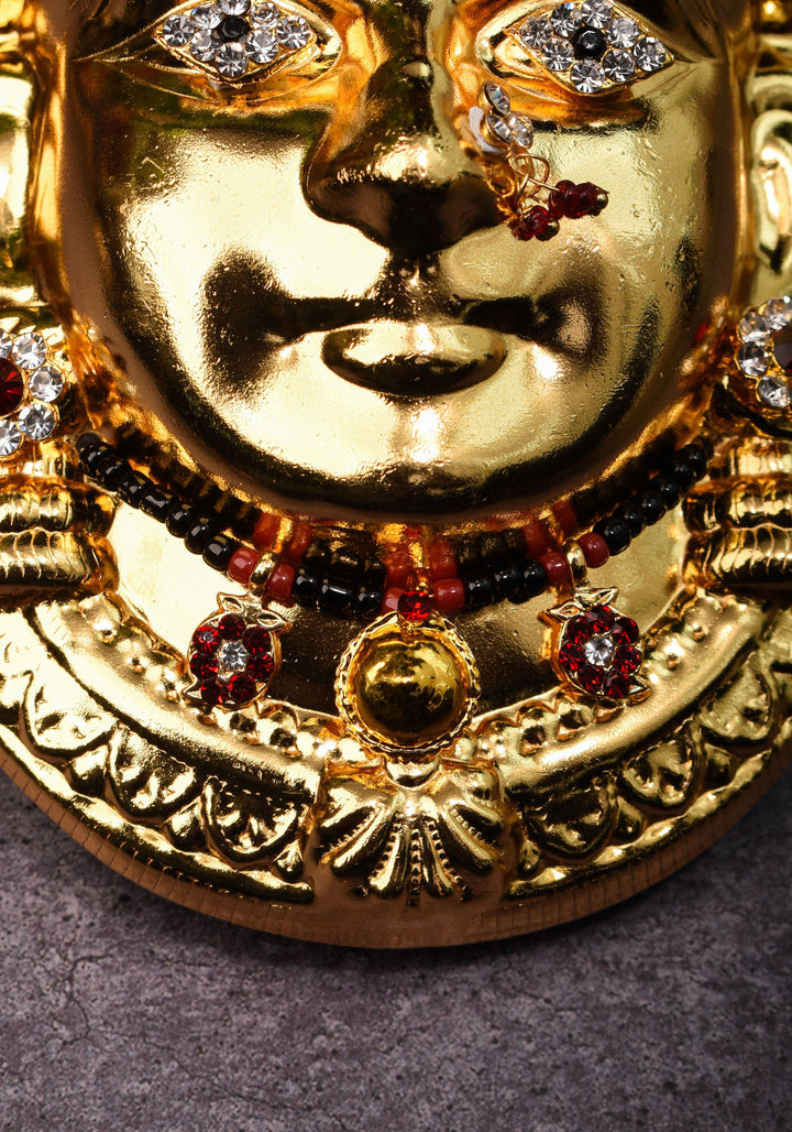 7" Gold Tone Varalakshmi face for Pooja with Mangalsutra and light Jewelry