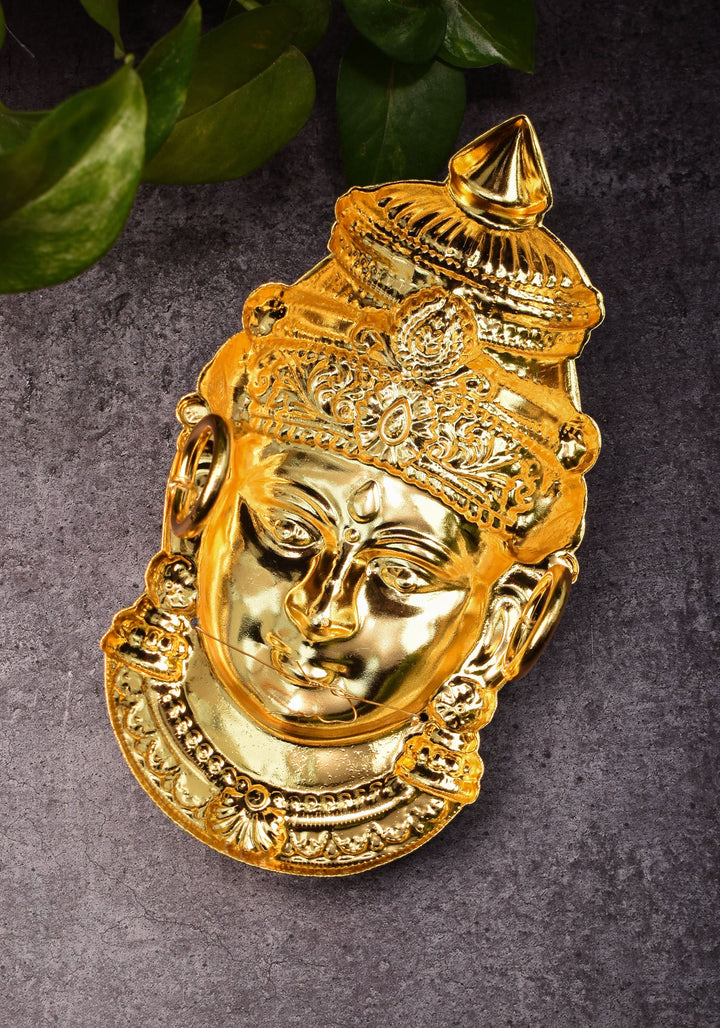 7" Gold Tone Varalakshmi face for Pooja with Mangalsutra and light Jewelry