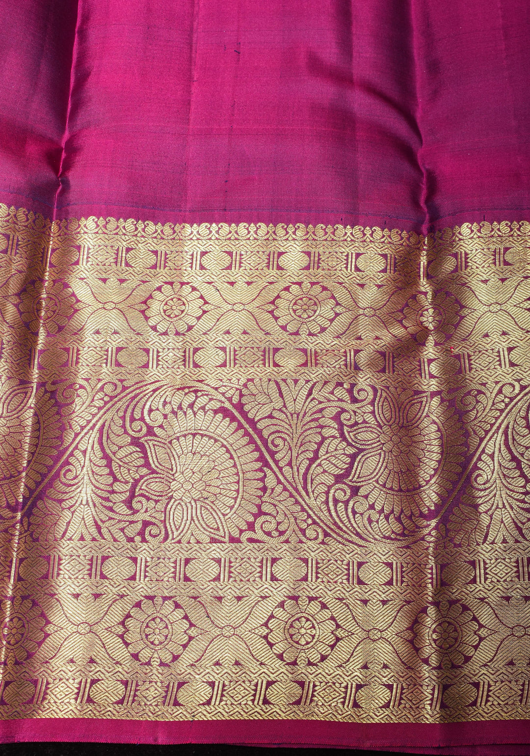 Green Tone Zari Floral Spiral Brocade Pure Kanjivaram Silk Saree with Contrast Zari Border | SILK MARK CERTIFIED
