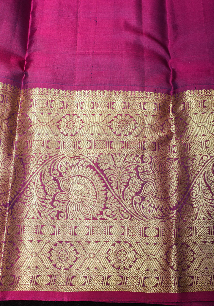 Green Tone Zari Floral Spiral Brocade Pure Kanjivaram Silk Saree with Contrast Zari Border | SILK MARK CERTIFIED