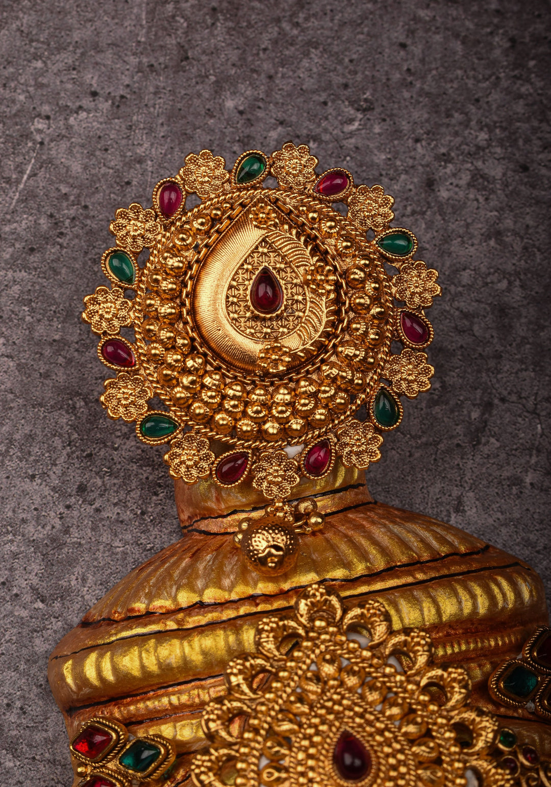 8"Tanjore Style Handpainted  Varalakshmi Face with heavy ornamentation