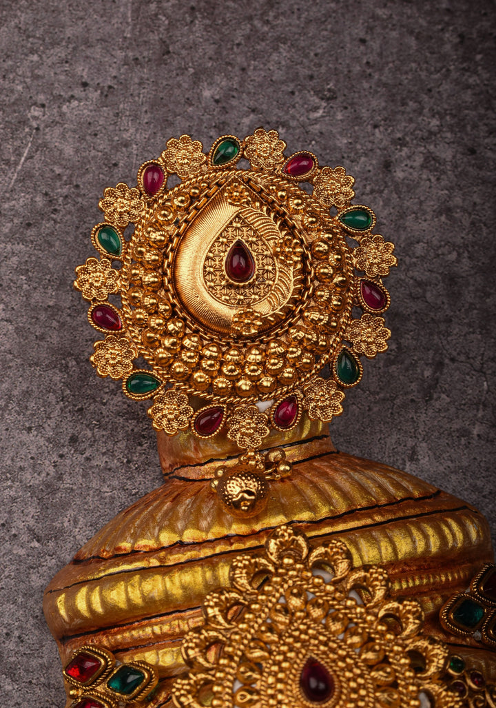 8"Tanjore Style Handpainted  Varalakshmi Face with heavy ornamentation