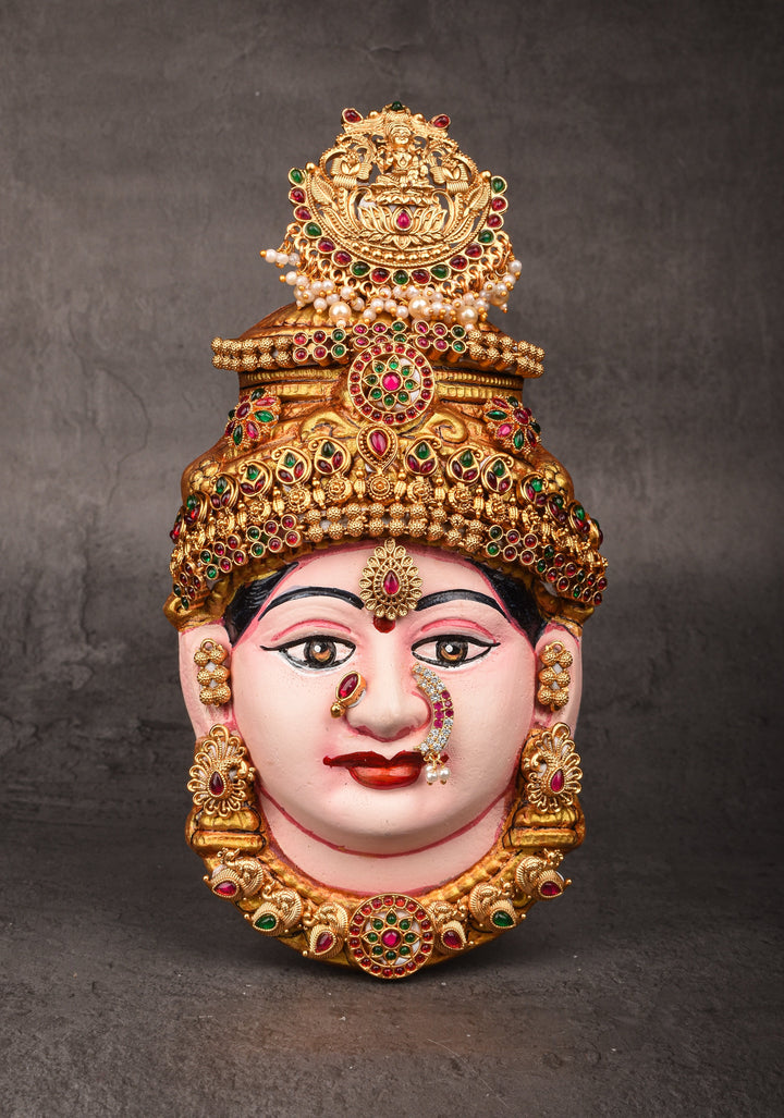 8"Varalakshmi Amman Face with Crown and  Jewelry Stone Decoration