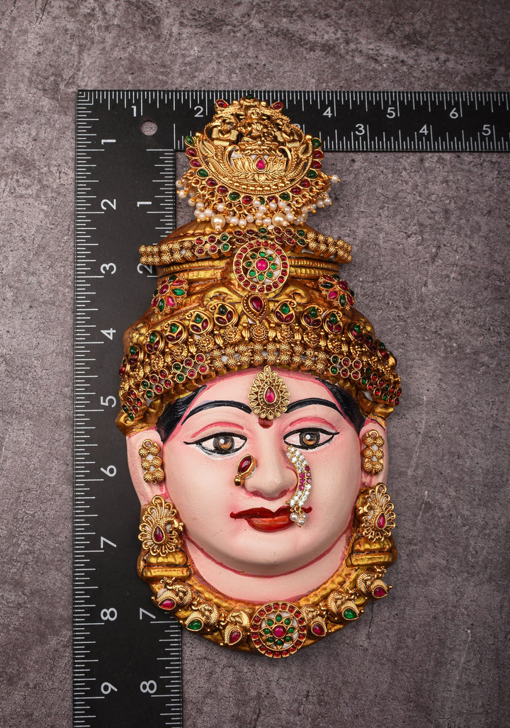 8"Varalakshmi Amman Face with Crown and  Jewelry Stone Decoration