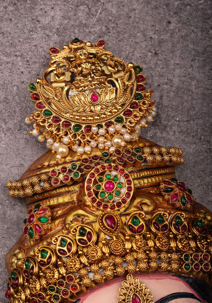 8"Varalakshmi Amman Face with Crown and  Jewelry Stone Decoration