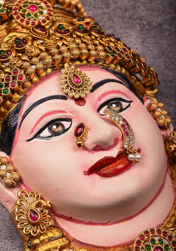 8"Varalakshmi Amman Face with Crown and  Jewelry Stone Decoration