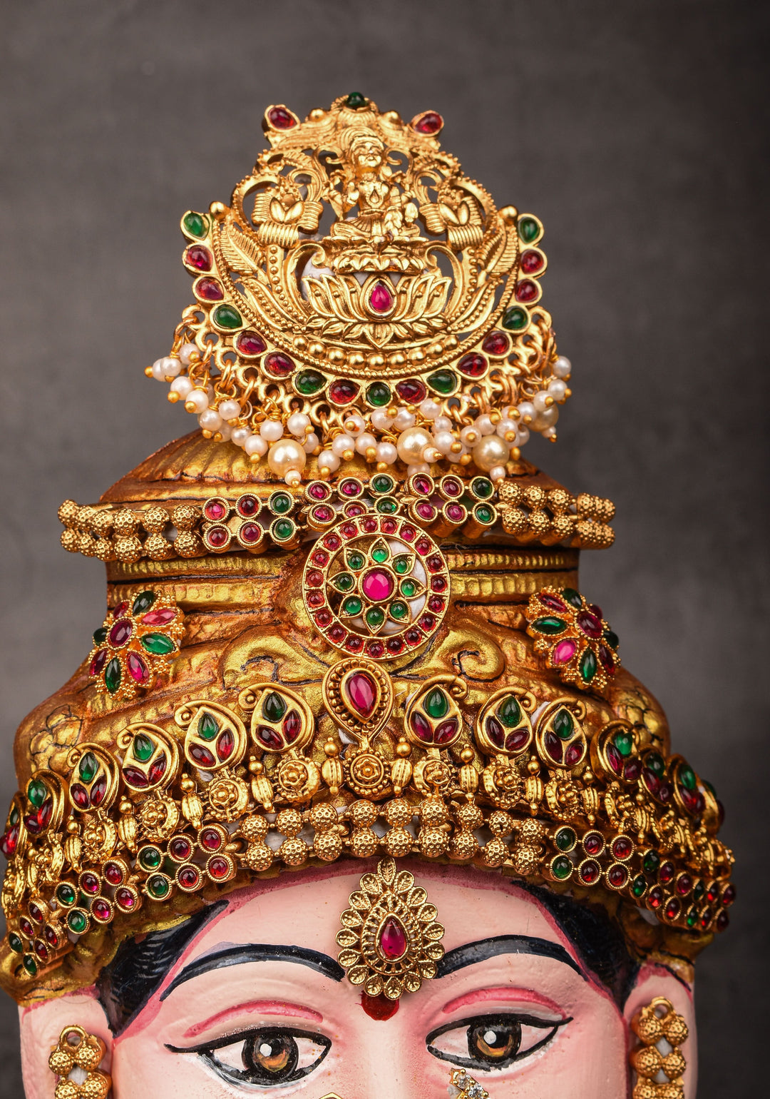 8"Varalakshmi Amman Face with Crown and  Jewelry Stone Decoration