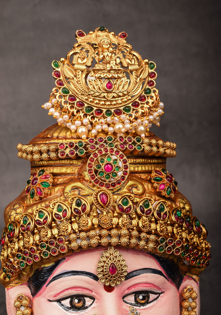 8"Varalakshmi Amman Face with Crown and  Jewelry Stone Decoration