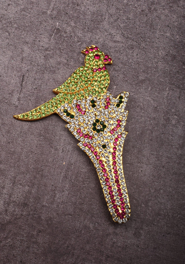 4.5" Varalakshmi Pooja Decoration Stone Studded Parrot