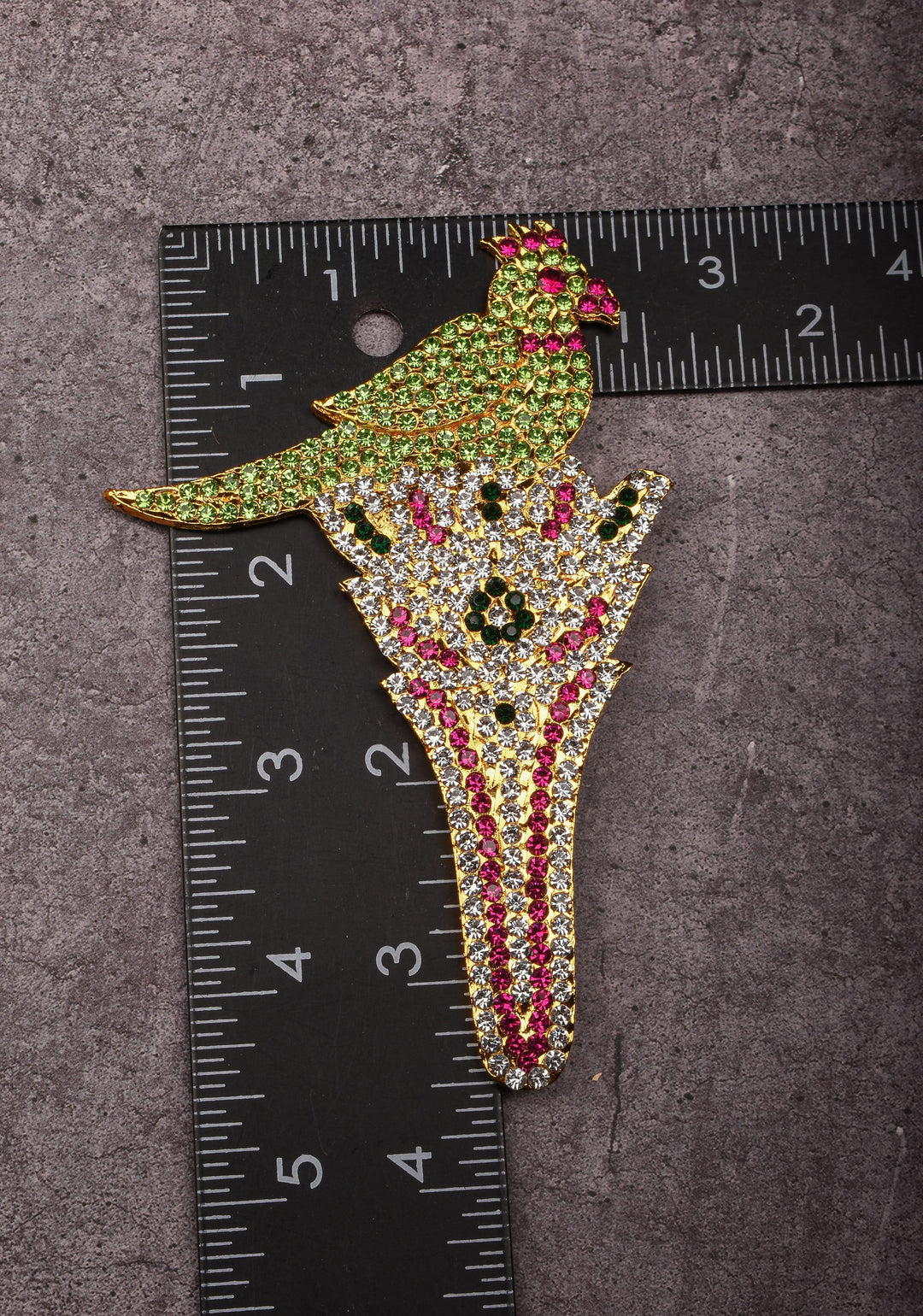 4.5" Varalakshmi Pooja Decoration Stone Studded Parrot