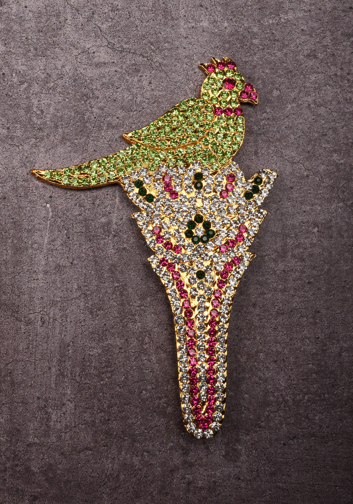 4.5" Varalakshmi Pooja Decoration Stone Studded Parrot