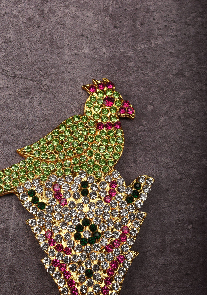 4.5" Varalakshmi Pooja Decoration Stone Studded Parrot