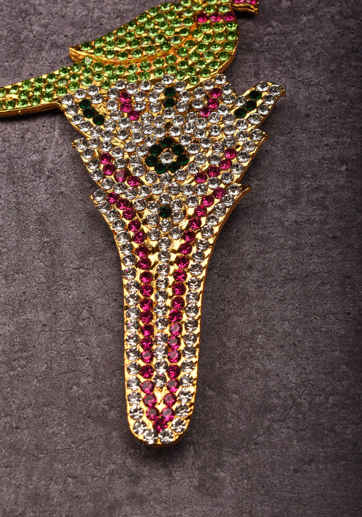 4.5" Varalakshmi Pooja Decoration Stone Studded Parrot