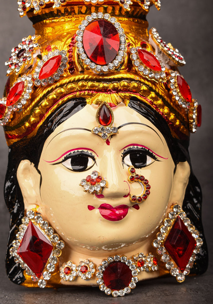 Varalakshmi  Amman Face with Crown and Jewelry Stone Decoration