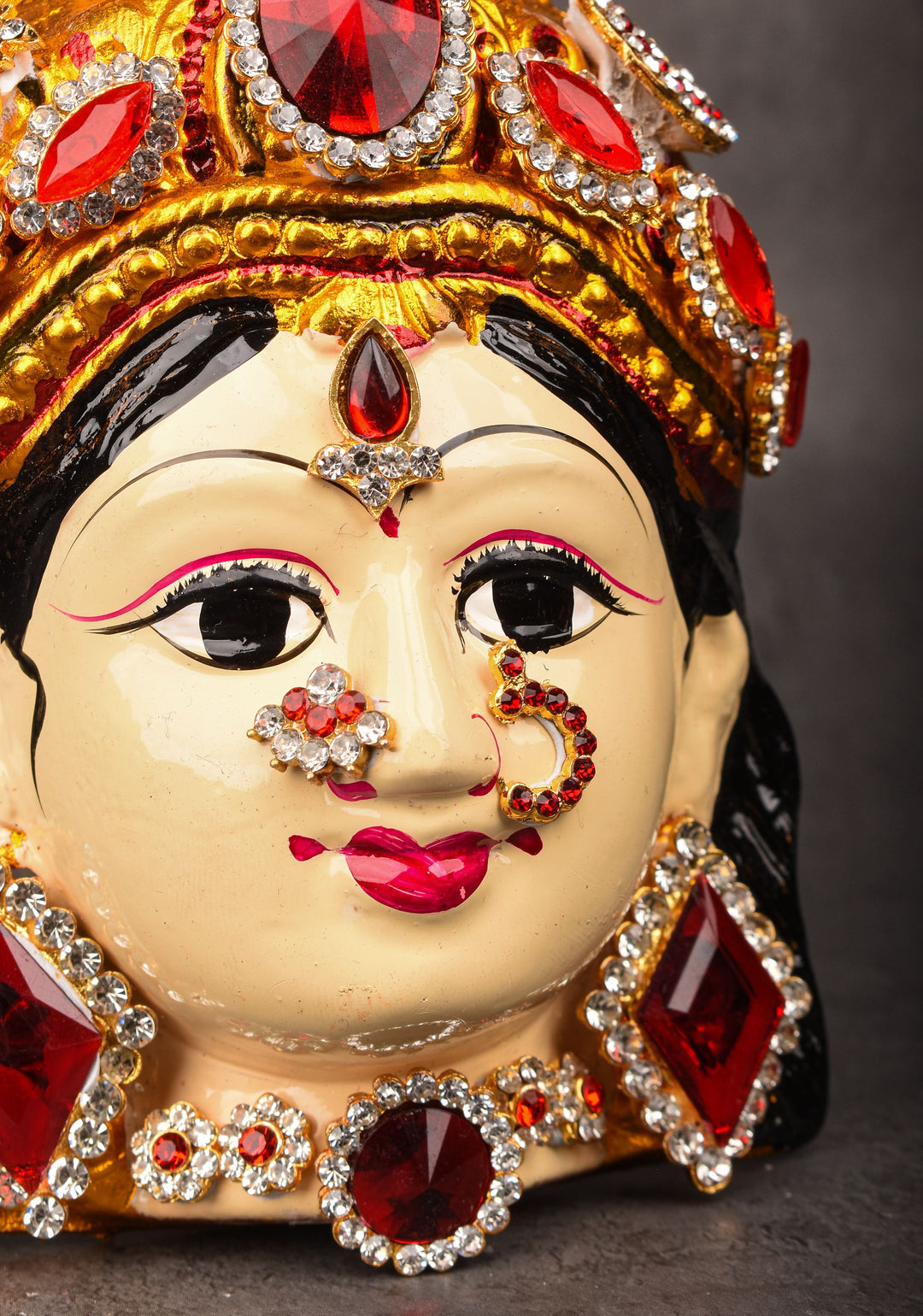 Varalakshmi  Amman Face with Crown and Jewelry Stone Decoration