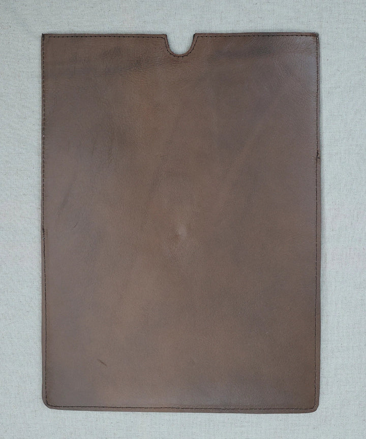 Everyday Grey Handloom with Pure Leather Slip on Laptop Case