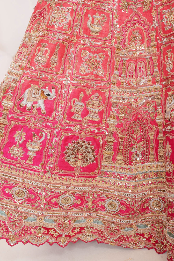 Dahlia Raw Silk Lehenga with embroidery, Customizable, Made to Order