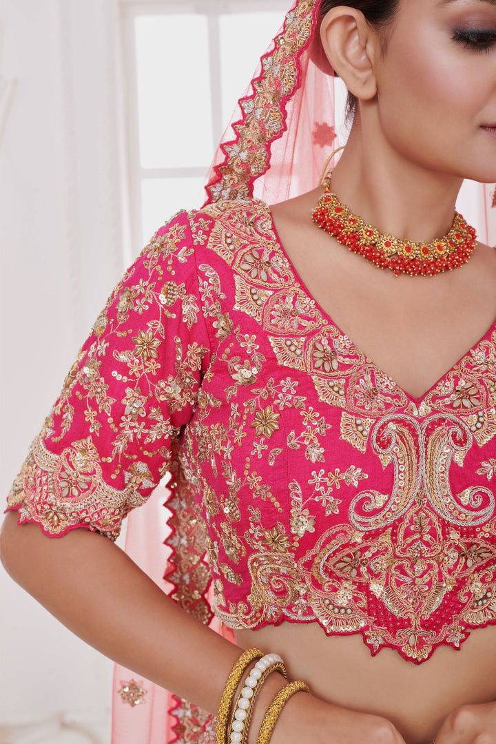 Dahlia Raw Silk Lehenga with embroidery, Customizable, Made to Order