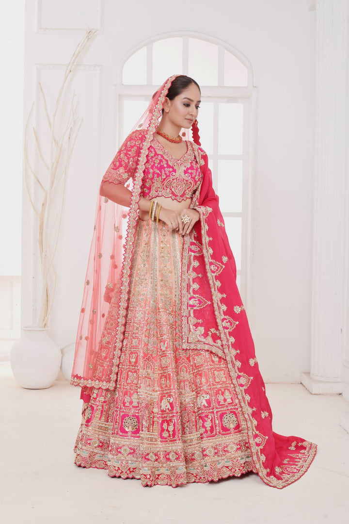 Dahlia Raw Silk Lehenga with embroidery, Customizable, Made to Order