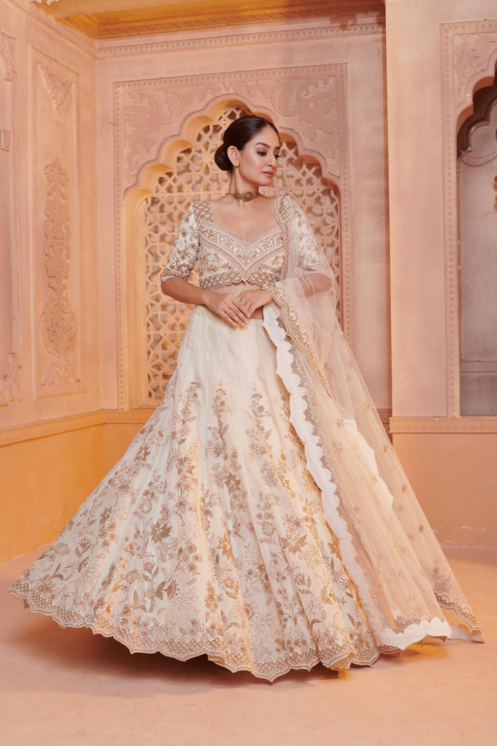 Irene Ivory Lehenga with Dori embroidery, Customizable, Made to Order