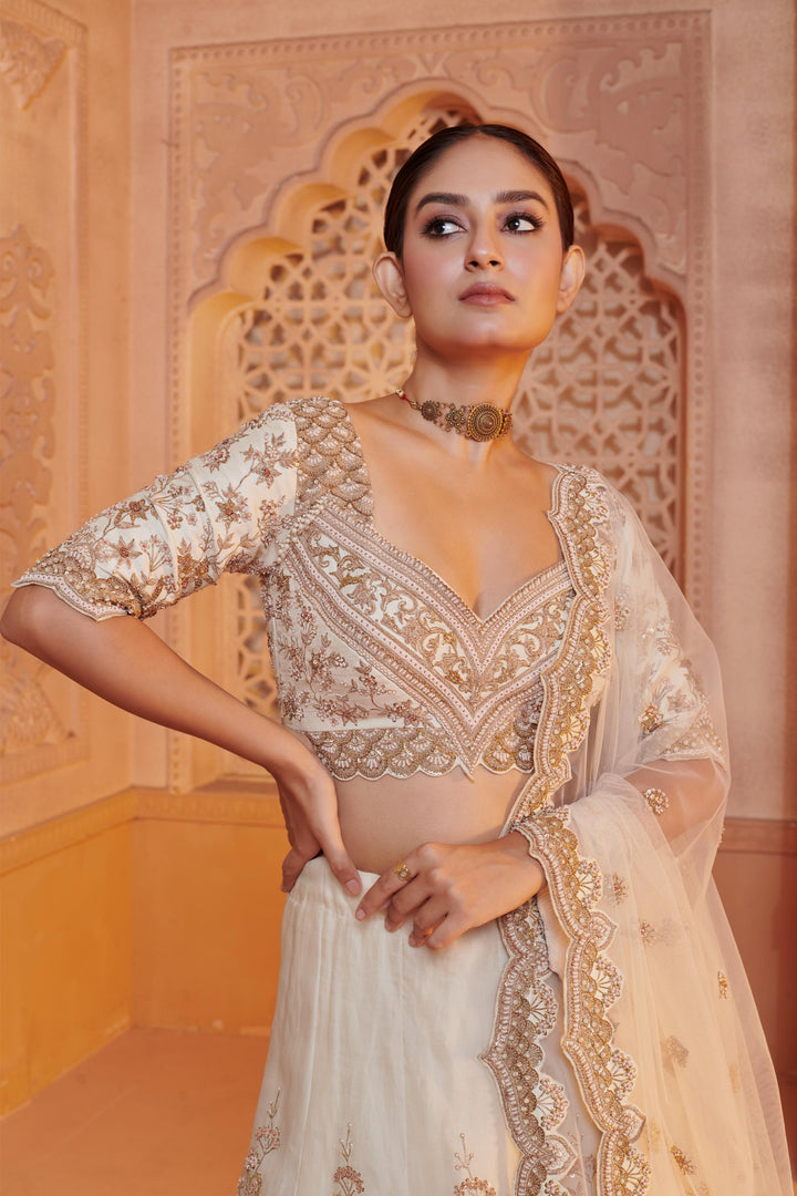 Irene Ivory Lehenga with Dori embroidery, Customizable, Made to Order