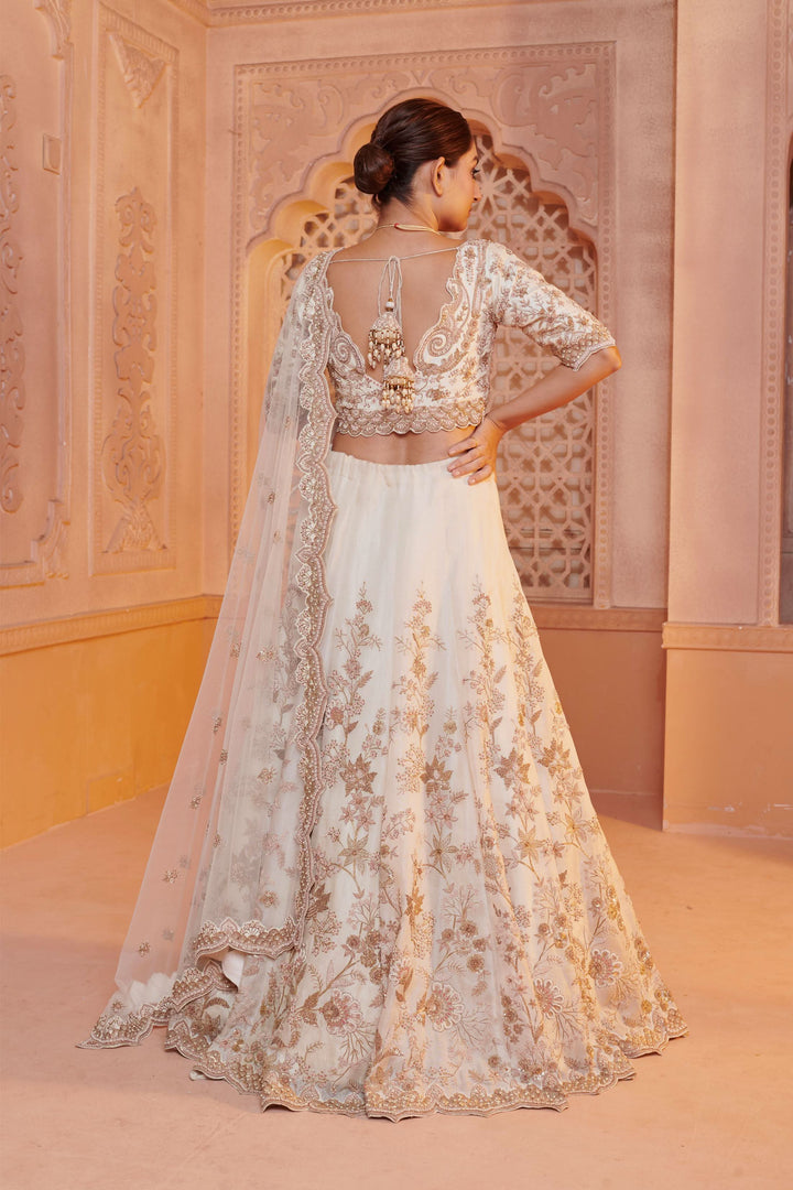 Irene Ivory Lehenga with Dori embroidery, Customizable, Made to Order