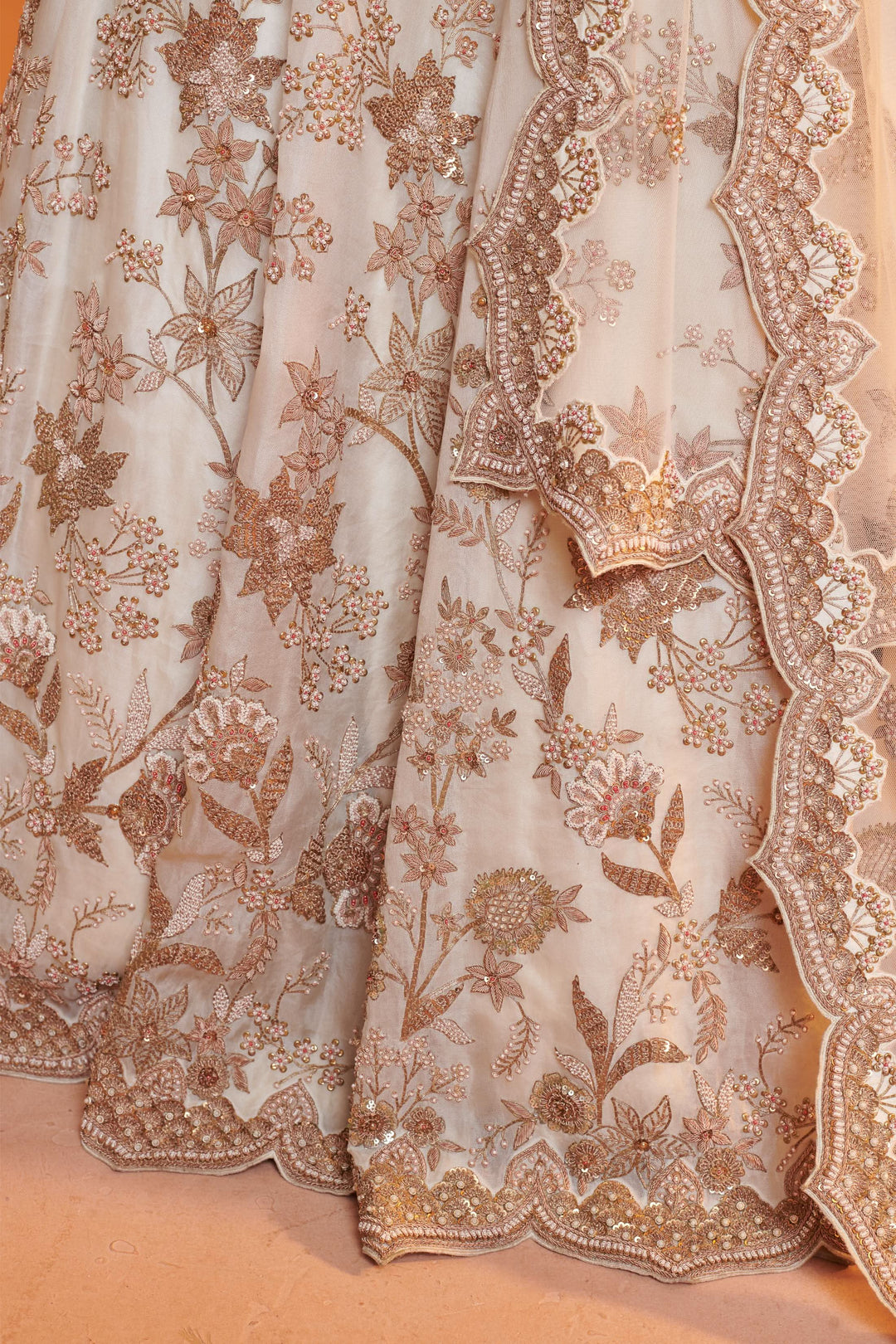 Irene Ivory Lehenga with Dori embroidery, Customizable, Made to Order