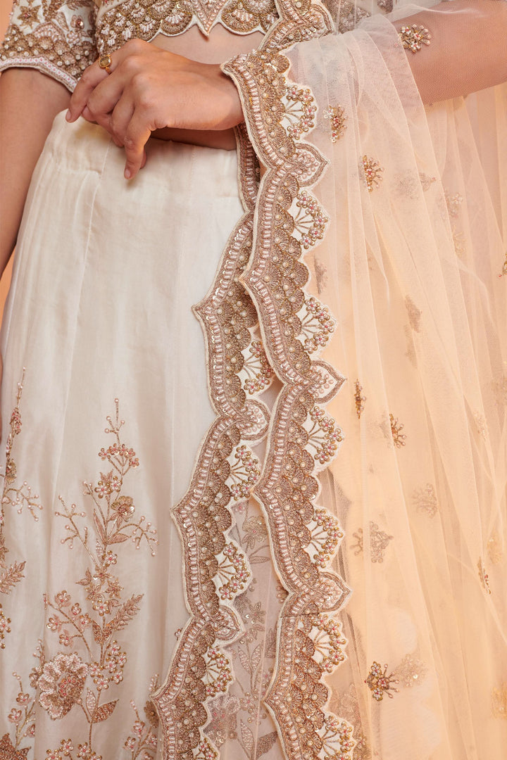Irene Ivory Lehenga with Dori embroidery, Customizable, Made to Order