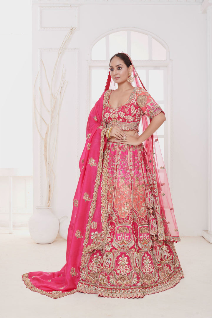 Rosaline Ombre Lehenga with embroidery, Customizable, Made to Order