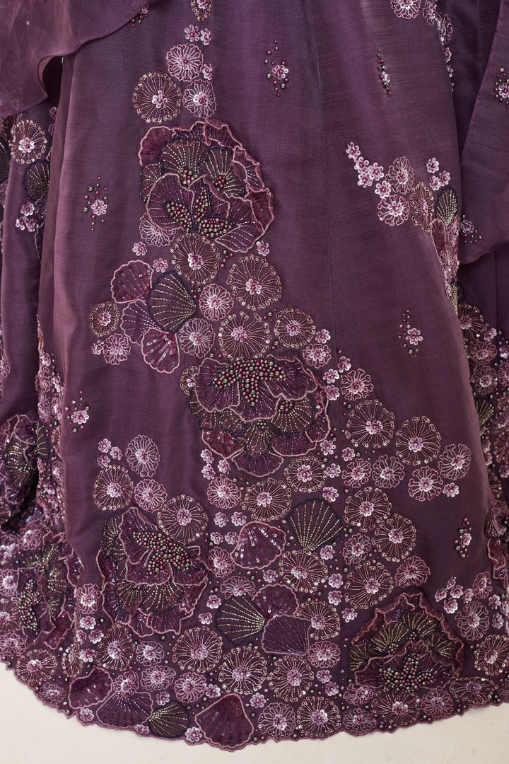 Amethyst Blaze Lehenga with Cape, Customizable, Made to Order