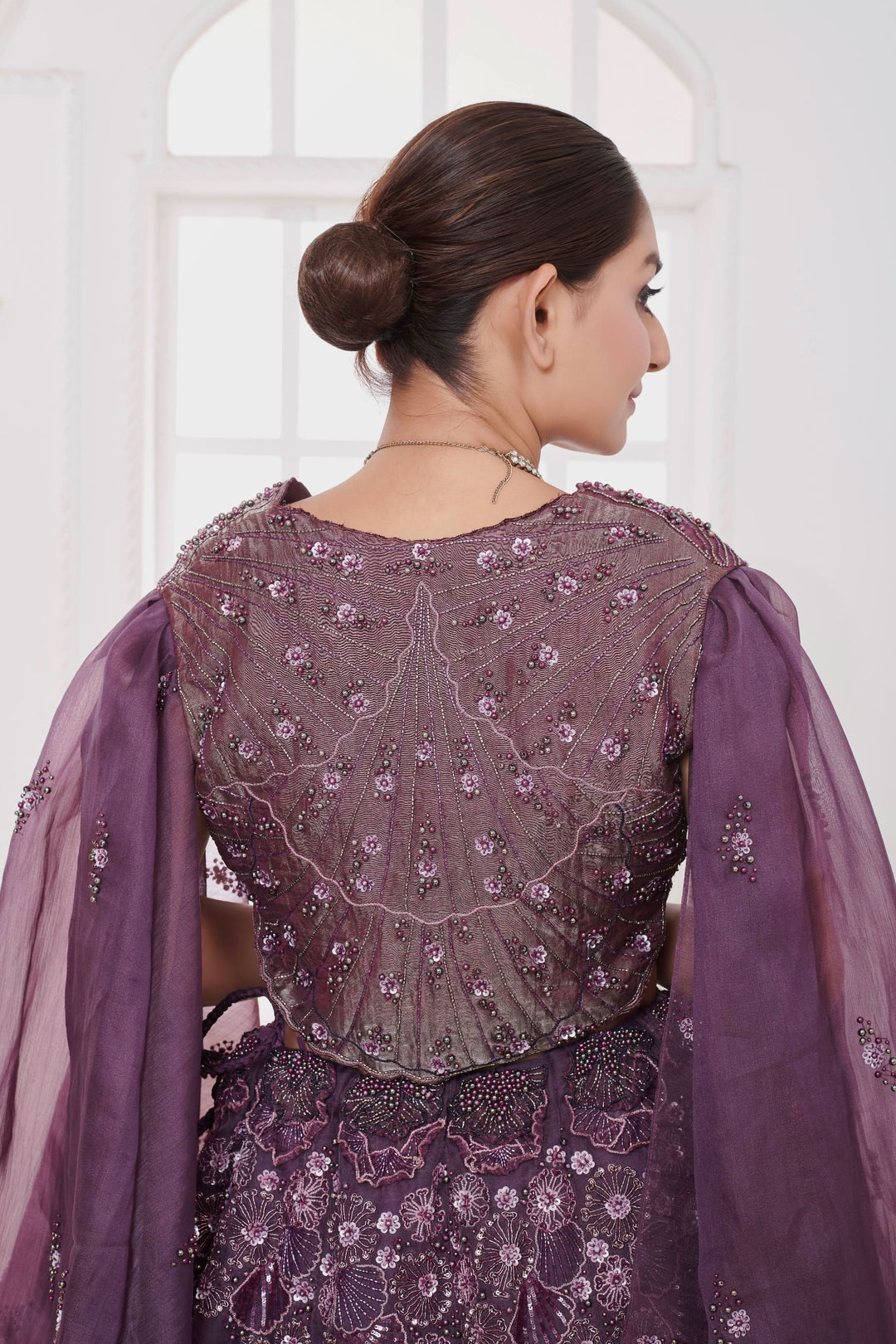 Amethyst Blaze Lehenga with Cape, Customizable, Made to Order