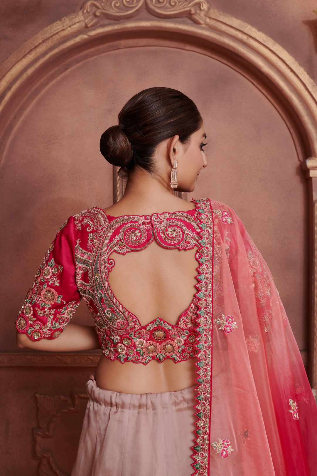 Pastel Peony Lehenga with embroidery, Customizable, Made to Order