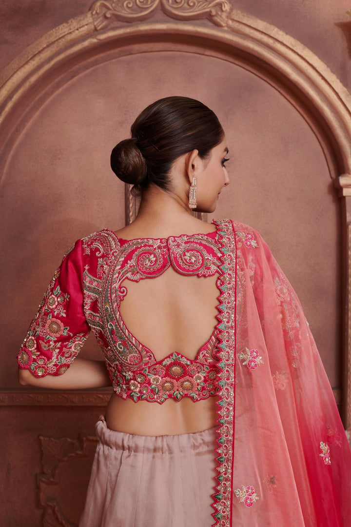 Pastel Peony Lehenga with embroidery, Customizable, Made to Order