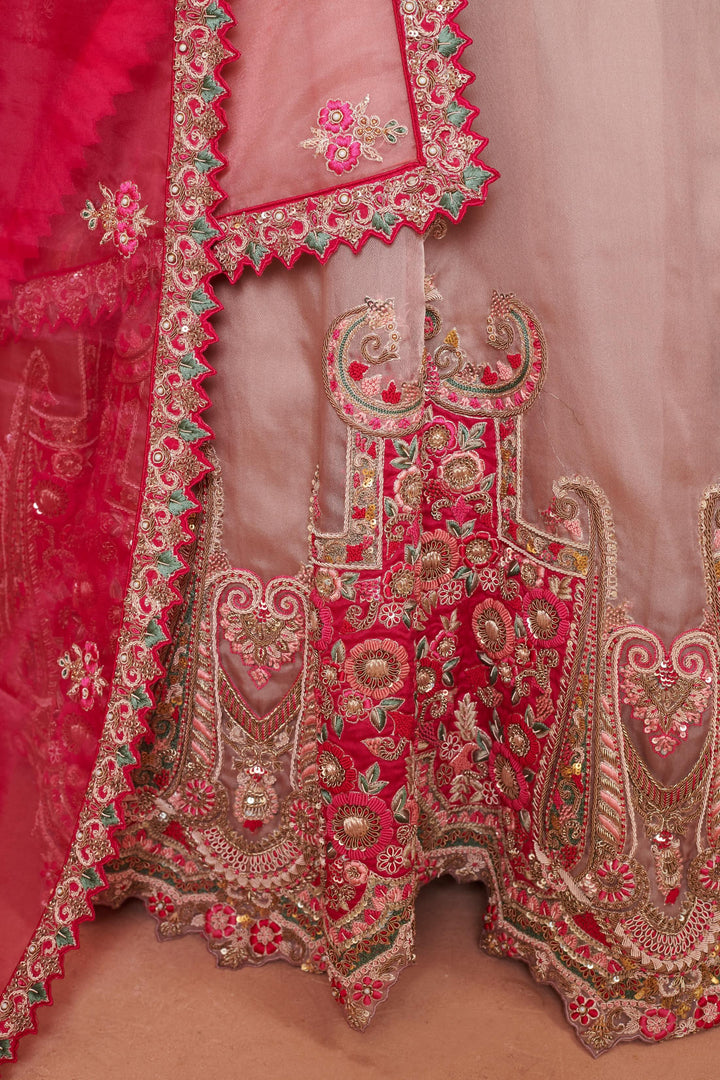Pastel Peony Lehenga with embroidery, Customizable, Made to Order