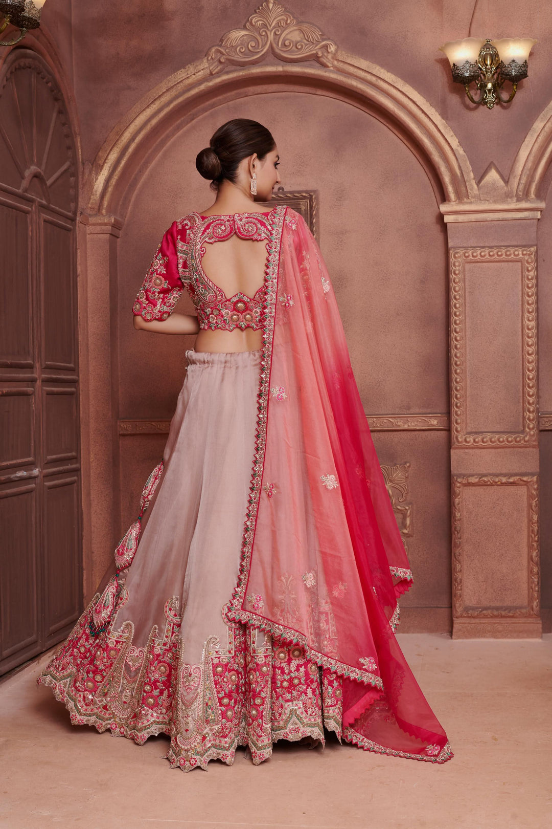 Pastel Peony Lehenga with embroidery, Customizable, Made to Order