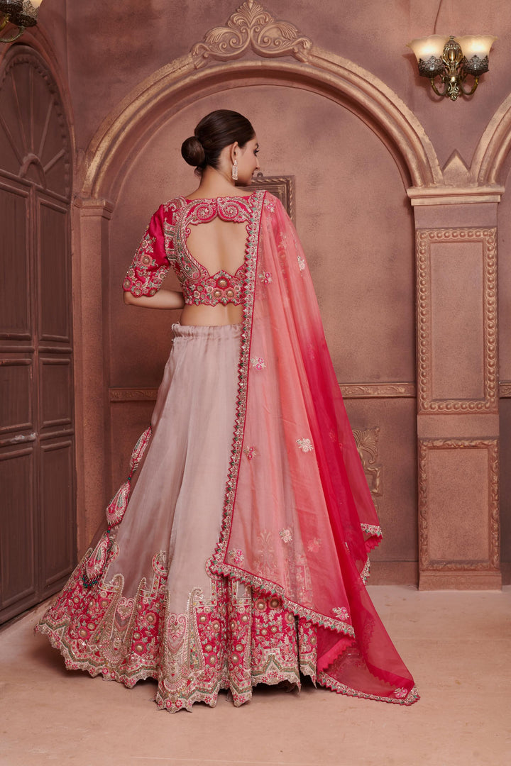 Pastel Peony Lehenga with embroidery, Customizable, Made to Order