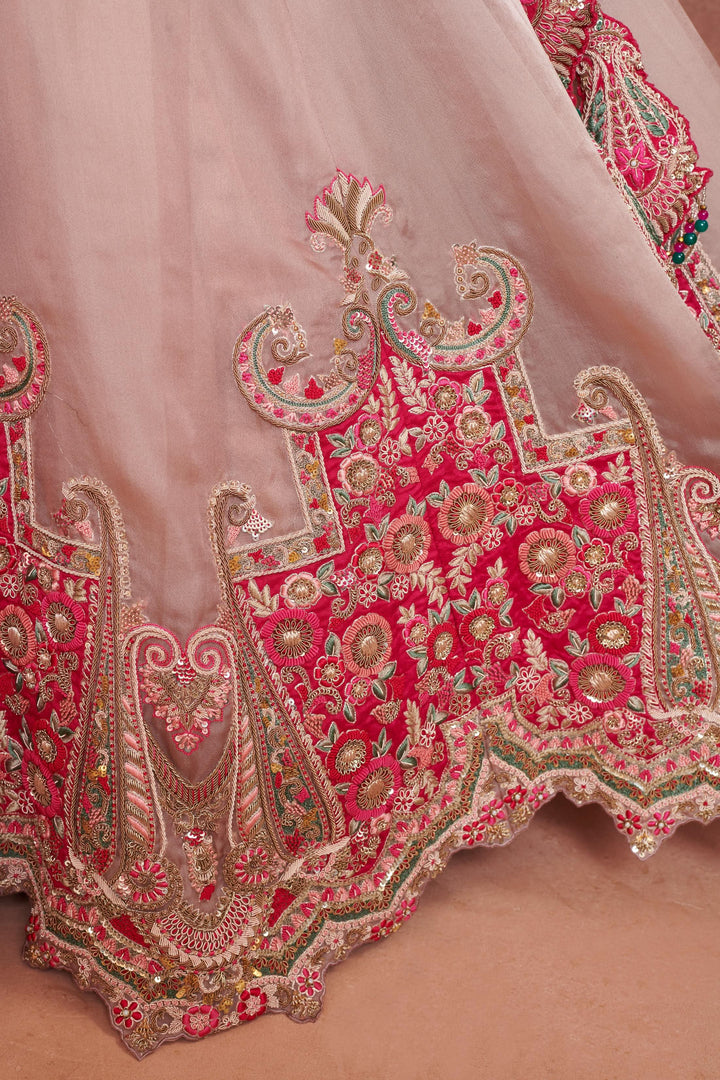 Pastel Peony Lehenga with embroidery, Customizable, Made to Order