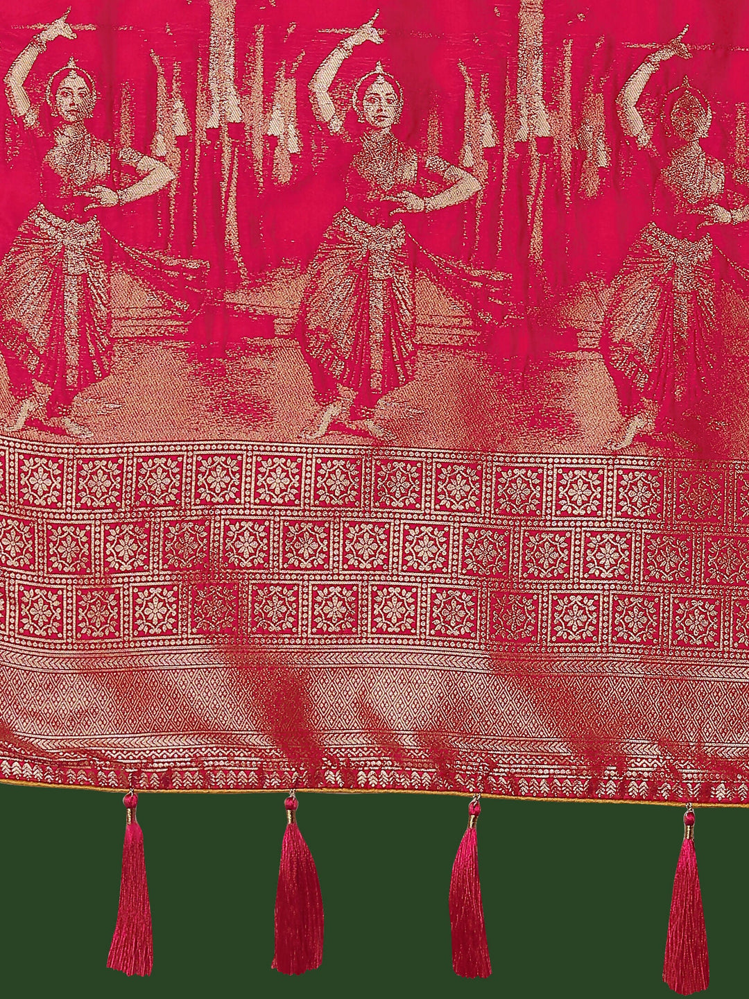 Orange Banarasi Semi Silk Saree With Zari Woven Design | SHOBITAM