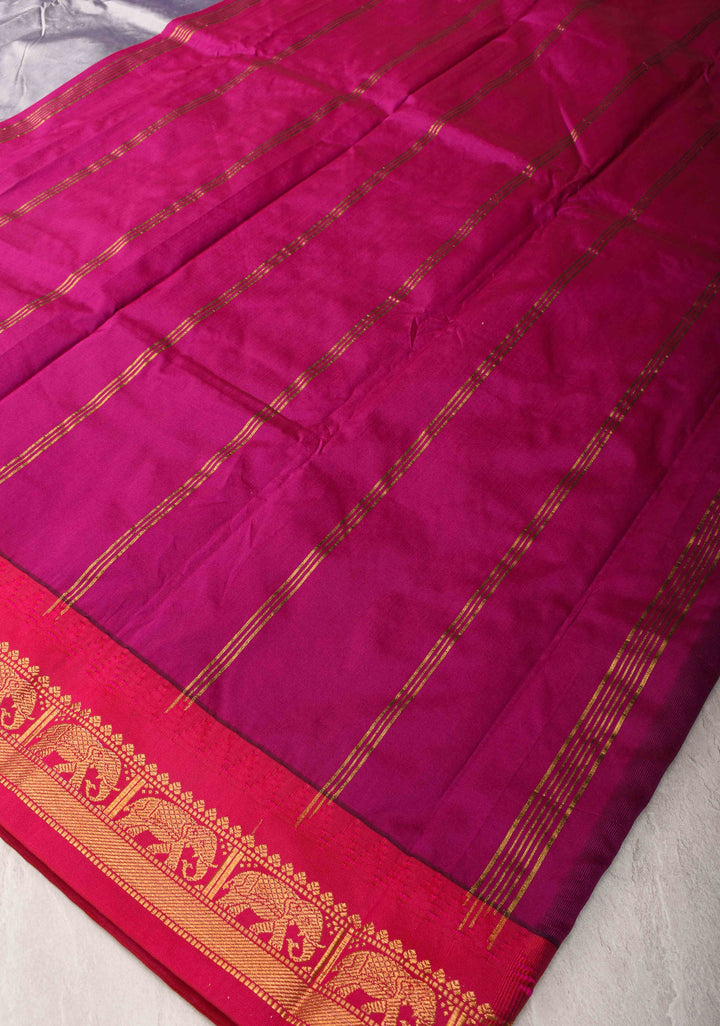 PREORDER - Silver Chalice Semi-Silk Saree with Elegant Zari Border