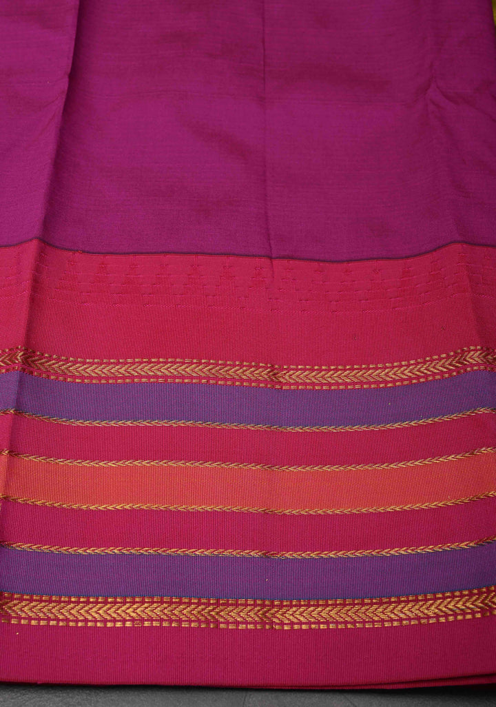 Semi Silk Saree in Moss Green with Zari Buttas And Temple borders