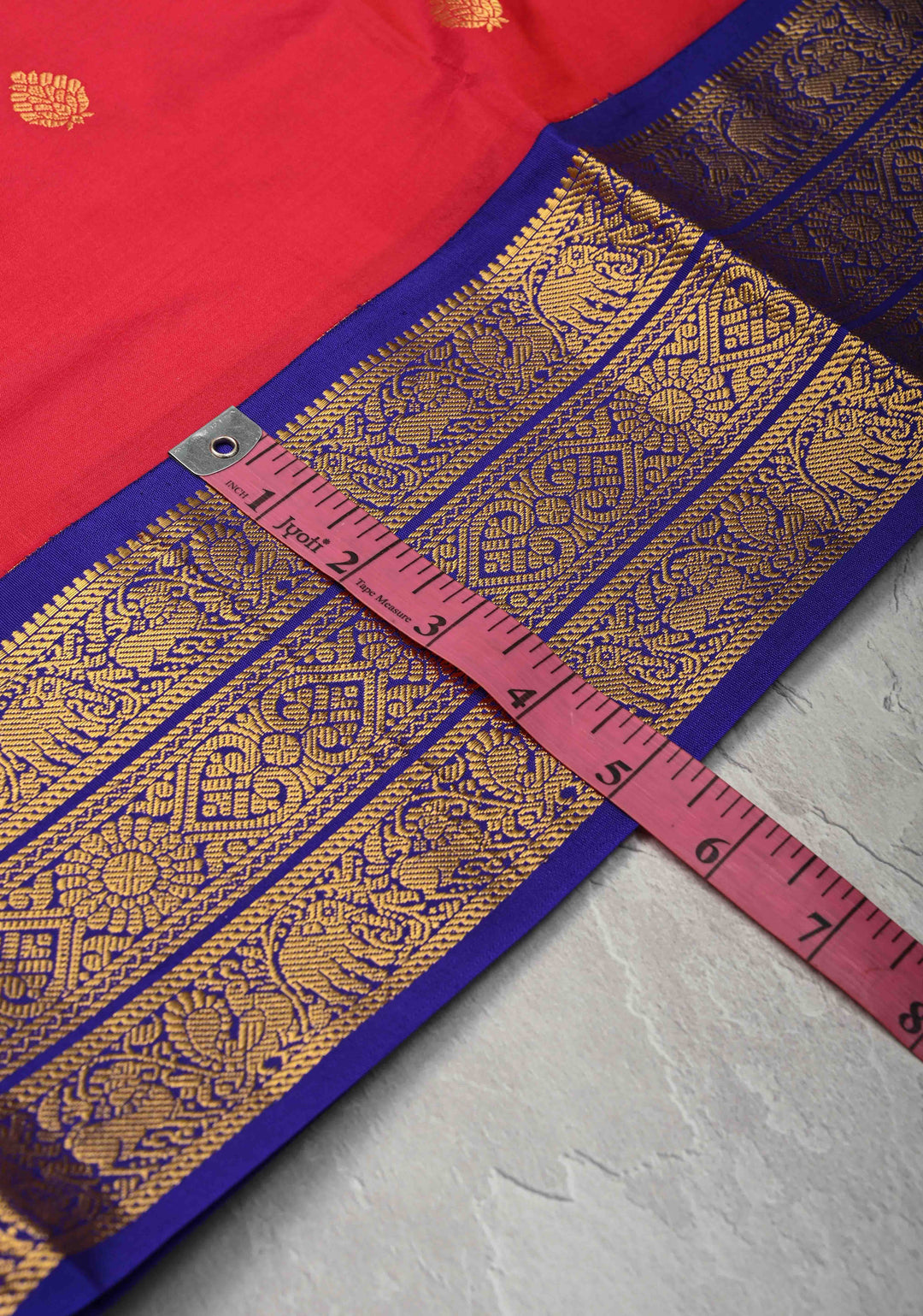 9 Yards Madisar saree in Rani Pink Dual tone with Zari Buttas and Zari Border, No Blouse Piece