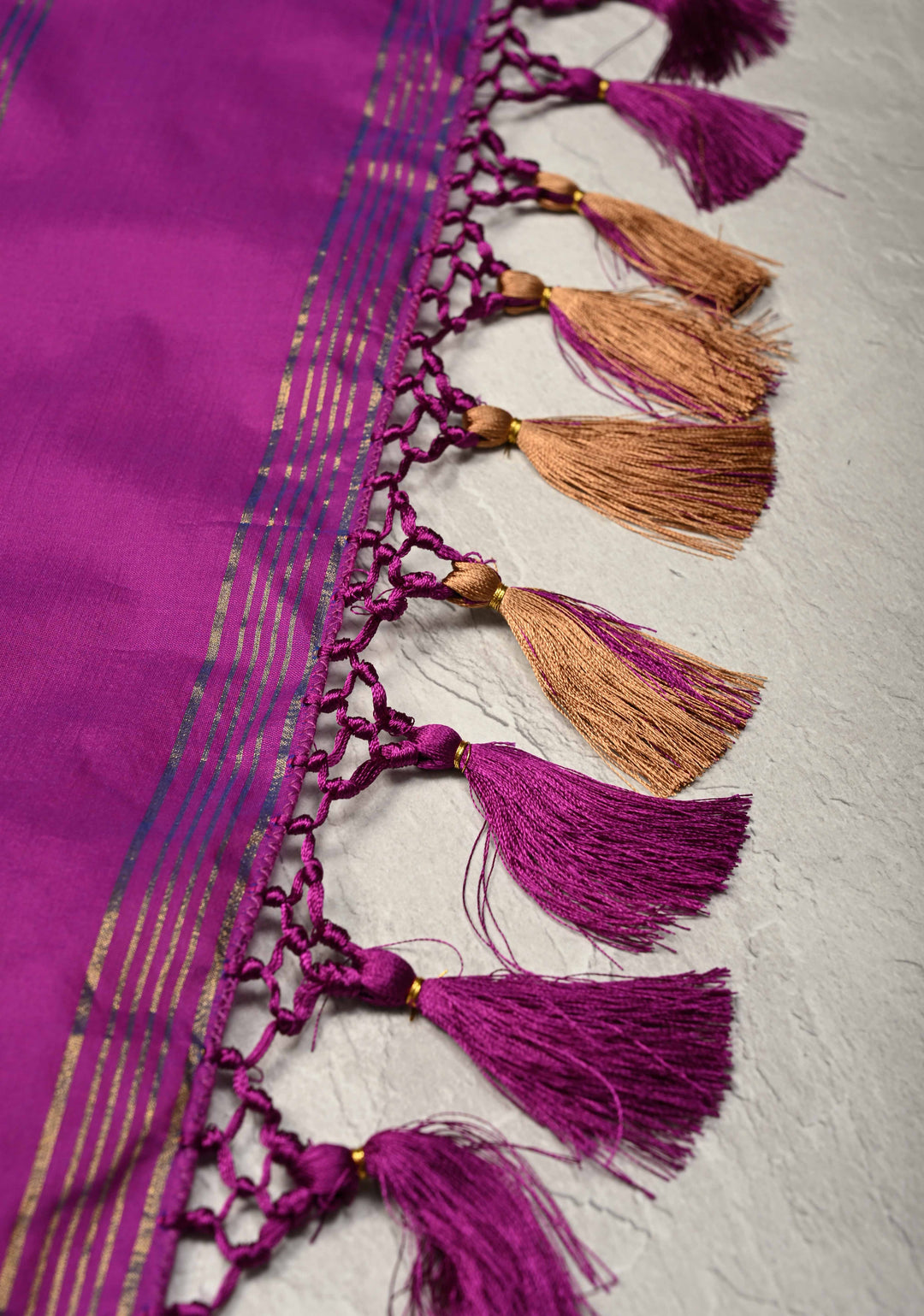 Periwinkle Kanchi Semi Silk Saree with Contrast Elephant Border