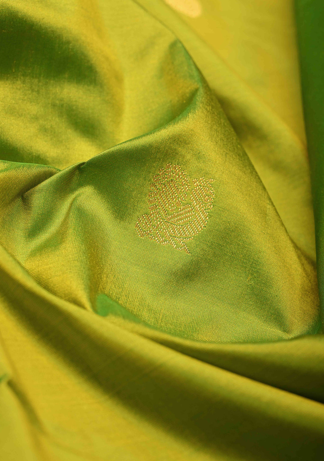 Green Dual Tone 9 Yards Madisaar Pure Silk Saree with Zari Buttas and Contrast Zari Border | SILK MARK CERTIFIED