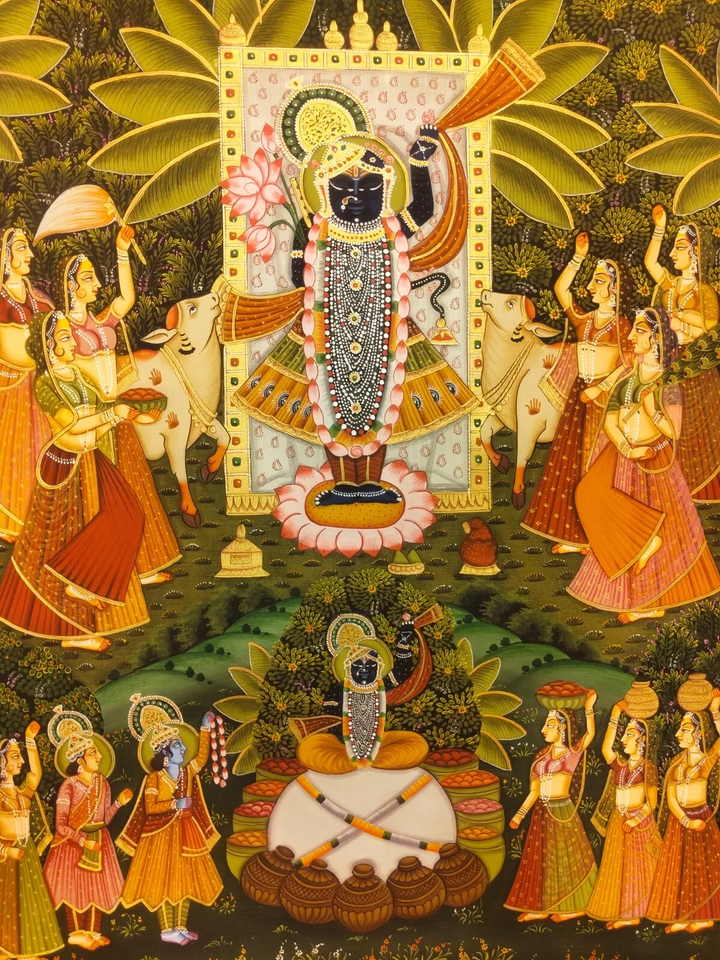 2x3 feet Authentic Jaipur Painting SHREENATH JI in SADHNA  | SHOBITAM