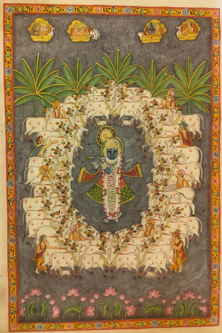 5x3 feet Authentic Jaipur Painting Shreenath ji Amavasya  | SHOBITAM