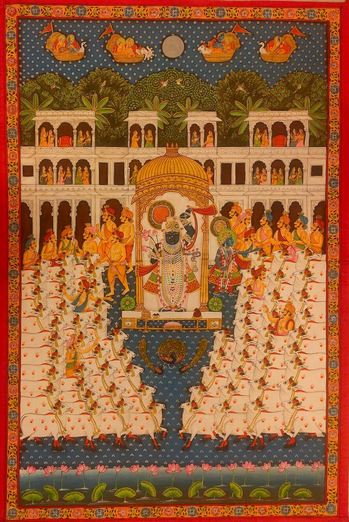 6x4 feet Authentic Jaipur Painting Shreenath ji Traditional Darshan  | SHOBITAM