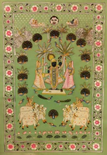 2.5 x 3.5 feet Authentic Jaipur Painting Shreenath ji ina Pista Background  | SHOBITAM