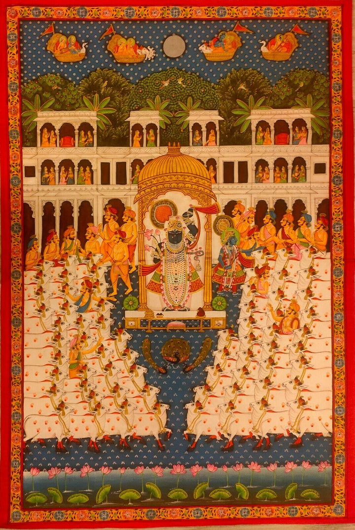 6x4 feet Authentic Jaipur Painting Shreenath ji Traditional Darshan  | SHOBITAM