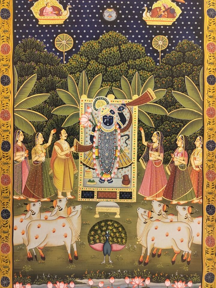 2x3 feet Authentic Jaipur Painting Shreenath ji Ratri | SHOBITAM